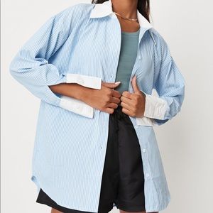 STRIPED BLUE BUTTON UP